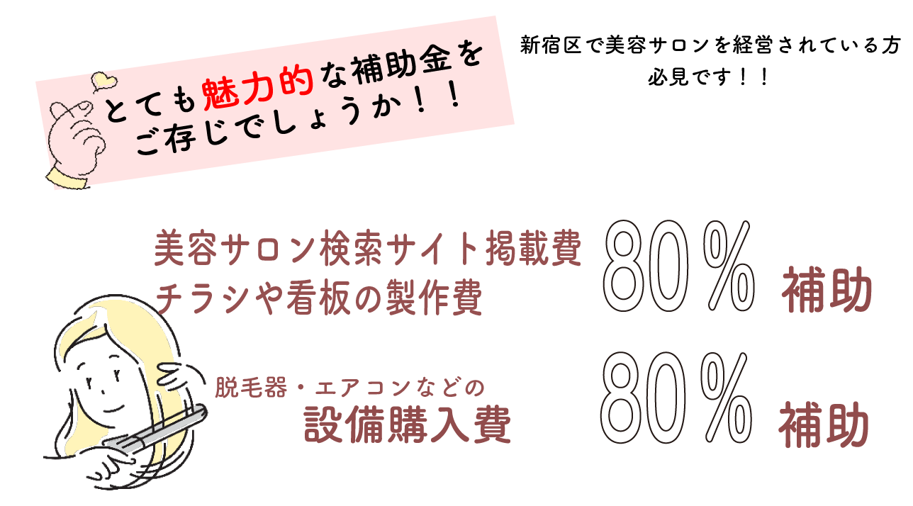 ホットペッパービューティ、サロン設備、チラシの補助金。80％が補助されるとても魅力のある補助金です。