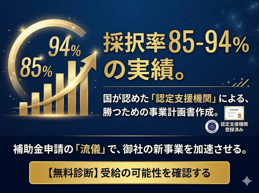 補助金申請 採択の流儀 採択率85-94%の実績